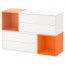 ЭКЕТ Комбинация настенных шкафов - белый/оранжевый/светло-оранжевый