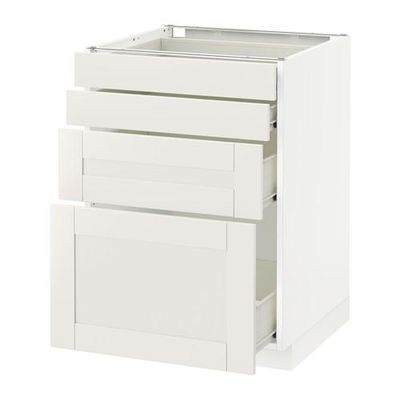 МЕТОД / ФОРВАРА Напольн шкаф 4 фронт панели/4 ящика - 60x60 см, Сэведаль белый, белый