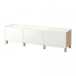 БЕСТО Комбинация для хранения с ящиками - под беленый дуб/Сельсвикен глянцевый/белый, направляющие ящика,нажимные