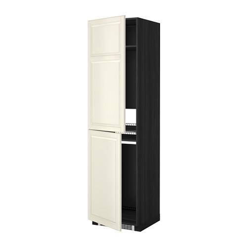 МЕТОД Высок шкаф д холодильн/мороз - под дерево черный, Будбин белый с оттенком, 60x60x220 см