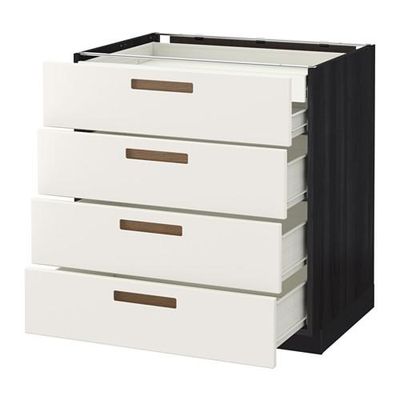 МЕТОД / ФОРВАРА Нплн шк 4фрнт/2нзк/3срд ящ - 80x60 см, Мэрста белый, под дерево черный