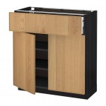 МЕТОД / МАКСИМЕРА Напольный шкаф+ящик/2дверцы - под дерево черный, Экестад дуб, 80x37 см МЕТОД / МАКСИМЕРА Напольный шкаф+ящик/2дверцы - под дерево черный, Экестад дуб, 80x37 см