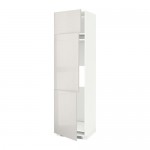 МЕТОД Выс шкаф для хол/мороз с 3 дверями - белый, Рингульт глянцевый светло-серый, 60x60x220 см