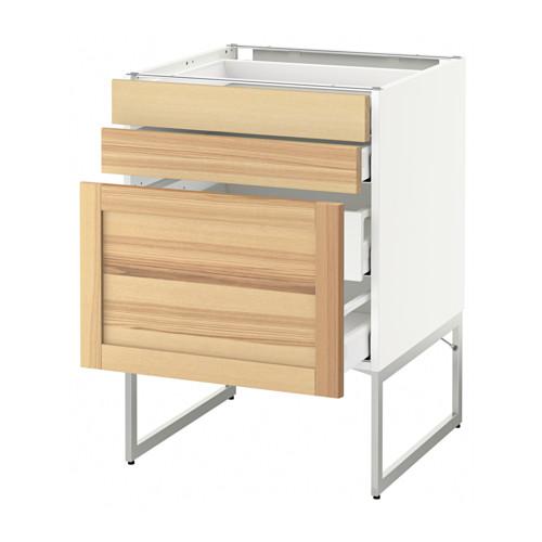 МЕТОД / МАКСИМЕРА Напольн шкаф 3фронт пнл/2низ/2ср ящ - белый, Торхэмн естественный ясень, 60x60x60 см МЕТОД / МАКСИМЕРА Напольн шкаф 3фронт пнл/2низ/2ср ящ - белый, Торхэмн естественный ясень, 60x60x60 см