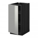 МЕТОД Напольный шкаф с полками - под дерево черный, Гревста нержавеющ сталь, 40x60 см МЕТОД Напольный шкаф с полками - под дерево черный, Гревста нержавеющ сталь, 40x60 см