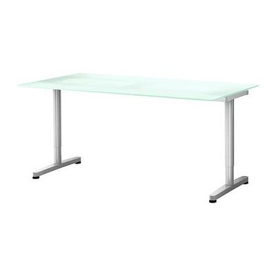 GALANT Bureau - glas, T-poot, zilver (s59842990) - prijsvergelijkingen