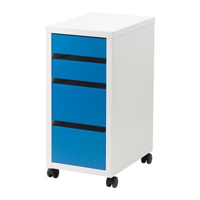 МИККЕ Тумба с ящиками на колесах - белый/синий МИККЕ Тумба с ящиками на колесах - белый/синий