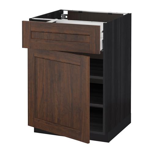 МЕТОД / МАКСИМЕРА Напольный шкаф с ящиком/дверью - под дерево черный, Эдсерум под дерево коричневый, 60x60 см МЕТОД / МАКСИМЕРА Напольный шкаф с ящиком/дверью - под дерево черный, Эдсерум под дерево коричневый, 60x60 см
