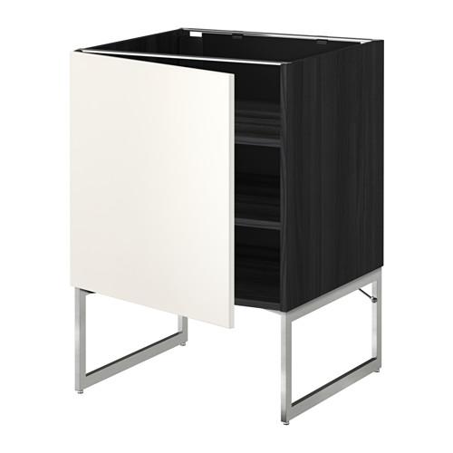 МЕТОД Напольный шкаф с полками - под дерево черный, Веддинге белый, 60x60x60 см