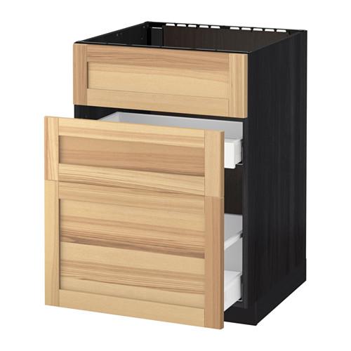 МЕТОД / МАКСИМЕРА Напольн шк п-мойку+3фрнт пнл/2ящ - под дерево черный, Торхэмн естественный ясень, 60x60 см МЕТОД / МАКСИМЕРА Напольн шк п-мойку+3фрнт пнл/2ящ - под дерево черный, Торхэмн естественный ясень, 60x60 см