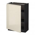 МЕТОД Напольный шкаф с полками - под дерево черный, Воксторп глянцевый светло-бежевый, 60x37 см МЕТОД Напольный шкаф с полками - под дерево черный, Воксторп глянцевый светло-бежевый, 60x37 см