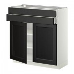МЕТОД / МАКСИМЕРА Напольный шкаф/2дверцы/2ящика - 80x37 см, Лаксарби черно-коричневый, белый МЕТОД / МАКСИМЕРА Напольный шкаф/2дверцы/2ящика - 80x37 см, Лаксарби черно-коричневый, белый