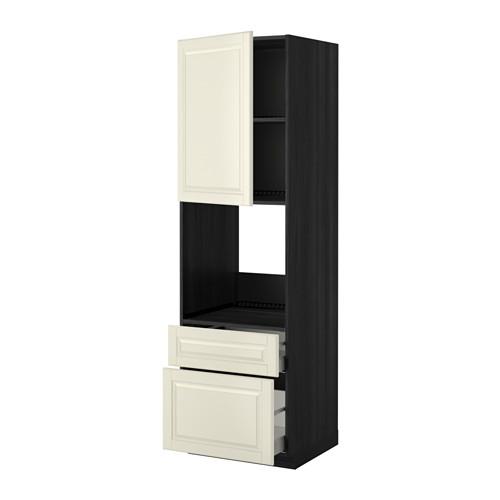 МЕТОД / МАКСИМЕРА Высок шкаф д духов+дверь/2 ящика - под дерево черный, Будбин белый с оттенком, 60x60x200 см