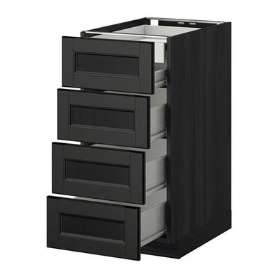 МЕТОД / ФОРВАРА Нплн шк 4фрнт/2нзк/3срд ящ - 40x60 см, Лаксарби черно-коричневый, под дерево черный МЕТОД / ФОРВАРА Нплн шк 4фрнт/2нзк/3срд ящ - 40x60 см, Лаксарби черно-коричневый, под дерево черный