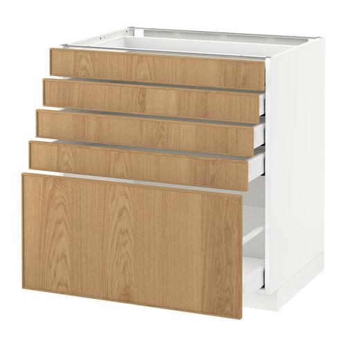 МЕТОД / МАКСИМЕРА Напольный шкаф с 5 ящиками - белый, Экестад дуб, 80x60 см МЕТОД / МАКСИМЕРА Напольный шкаф с 5 ящиками - белый, Экестад дуб, 80x60 см