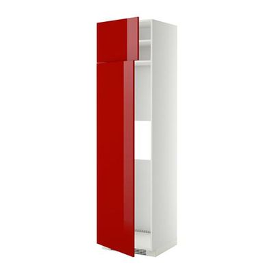 МЕТОД Выс шкаф д/холодильн или морозильн - 60x60x220 см, Рингульт глянцевый красный, белый