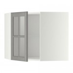 МЕТОД Углов навесн шк с полками/сткл дв - белый, Будбин серый, 68x60 см