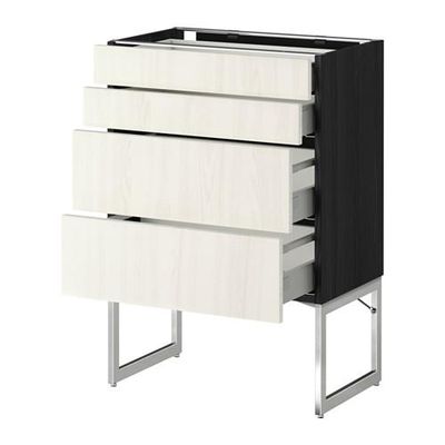 МЕТОД / МАКСИМЕРА Нплн шк 4 фронт/2 низк/2средн ящ - 60x37x60 см, Росдаль белый ясень, под дерево черный