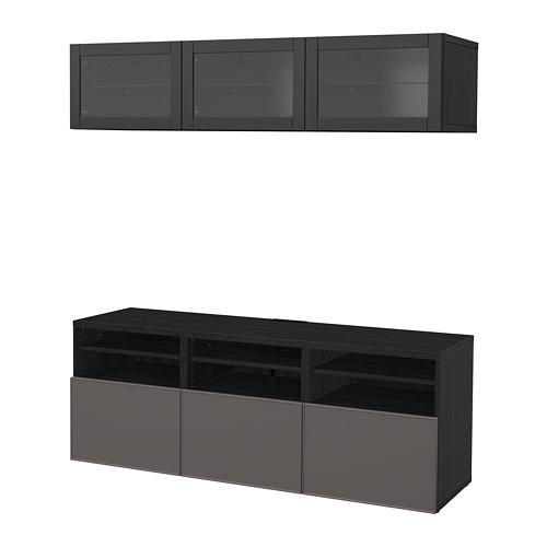 BESTÅ шкаф для ТВ, комбин/стеклян дверцы желтый BESTÅ шкаф для ТВ, комбин/стеклян дверцы желтый