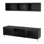 БЕСТО Шкаф для ТВ, комбин/стеклян дверцы - черно-коричневый глянцевый/черный прозрачное стекло, направляющие ящика,нажимные БЕСТО Шкаф для ТВ, комбин/стеклян дверцы - черно-коричневый глянцевый/черный прозрачное стекло, направляющие ящика,нажимные