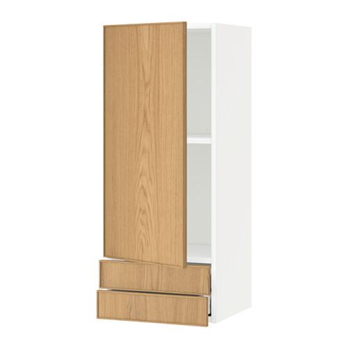 МЕТОД / МАКСИМЕРА Навесной шкаф с дверцей/2 ящика - белый, Экестад дуб, 40x100 см МЕТОД / МАКСИМЕРА Навесной шкаф с дверцей/2 ящика - белый, Экестад дуб, 40x100 см