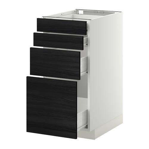 МЕТОД / ФОРВАРА Напольн шкаф 4 фронт панели/4 ящика - белый, Тингсрид под дерево черный, 40x60 см МЕТОД / ФОРВАРА Напольн шкаф 4 фронт панели/4 ящика - белый, Тингсрид под дерево черный, 40x60 см