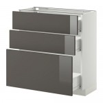 МЕТОД / ФОРВАРА Нплн шк 3 фрнт/3 средн ящика - белый, Рингульт глянцевый серый, 80x37 см