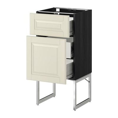 МЕТОД / ФОРВАРА Наполн шк 2 фрнт/3 средн ящ - 40x37x60 см, Будбин белый с оттенком, под дерево черный