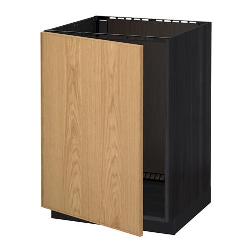 МЕТОД Напольный шкаф для раковины - под дерево черный, Экестад дуб МЕТОД Напольный шкаф для раковины - под дерево черный, Экестад дуб
