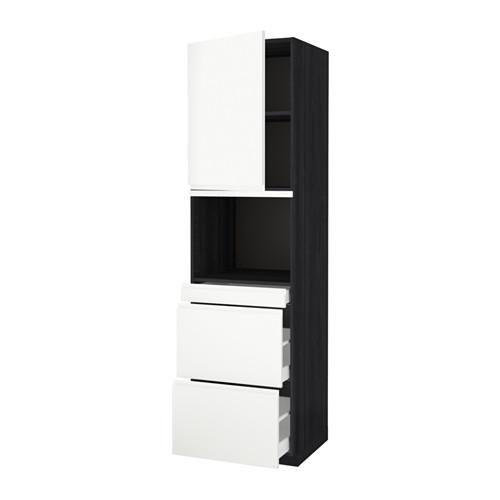 МЕТОД / МАКСИМЕРА Высокий шкаф д/СВЧ/дверца/3ящика - под дерево черный, Воксторп белый, 60x60x220 см МЕТОД / МАКСИМЕРА Высокий шкаф д/СВЧ/дверца/3ящика - под дерево черный, Воксторп белый, 60x60x220 см