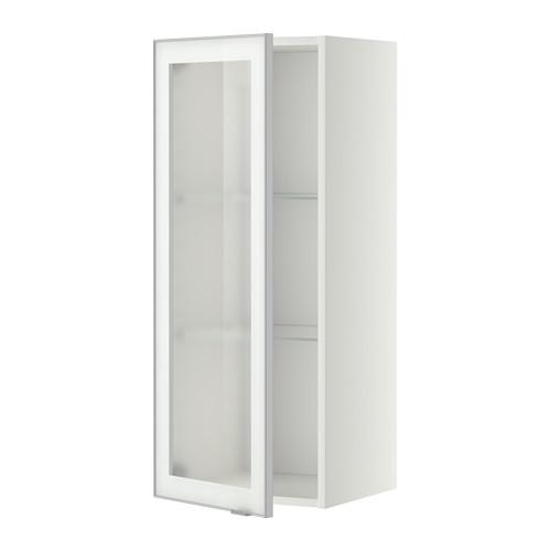 МЕТОД Навесной шкаф с полками/стекл дв - белый, Ютис матовое стекло/алюминий, 40x100 см МЕТОД Навесной шкаф с полками/стекл дв - белый, Ютис матовое стекло/алюминий, 40x100 см