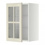 METOD навесной шкаф с полками/стекл дв белый/Будбин белый с оттенком 40x38.9x60 cm