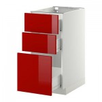 МЕТОД / ФОРВАРА Напольный шкаф с 3 ящиками - 40x60 см, Рингульт глянцевый красный, белый МЕТОД / ФОРВАРА Напольный шкаф с 3 ящиками - 40x60 см, Рингульт глянцевый красный, белый