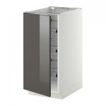 МЕТОД Напольный шкаф с проволочн ящиками - 40x60 см, Рингульт глянцевый серый, белый