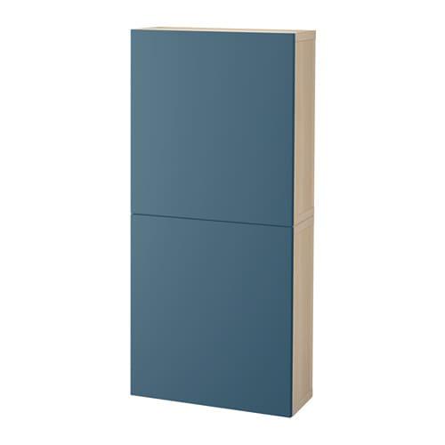 БЕСТО Навесной шкаф с 2 дверями - под беленый дуб/Вальвикен темно-синий