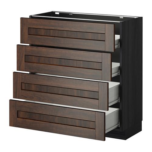 МЕТОД / ФОРВАРА Напольн шкаф 4 фронт панели/4 ящика - под дерево черный, Эдсерум под дерево коричневый, 80x37 см МЕТОД / ФОРВАРА Напольн шкаф 4 фронт панели/4 ящика - под дерево черный, Эдсерум под дерево коричневый, 80x37 см