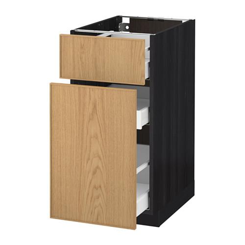 МЕТОД / МАКСИМЕРА Напольн шкаф/выдвижн секц/ящик - под дерево черный, Экестад дуб, 40x60 см