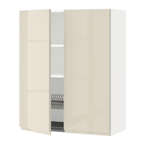 МЕТОД Навесной шкаф с посуд суш/2 дврц - белый, Воксторп глянцевый светло-бежевый, 80x100 см МЕТОД Навесной шкаф с посуд суш/2 дврц - белый, Воксторп глянцевый светло-бежевый, 80x100 см