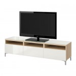 БЕСТО Тумба д/ТВ с ящиками - под беленый дуб/Сельсвикен глянцевый/белый, направляющие ящика,нажимные