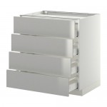 МЕТОД / МАКСИМЕРА Напольн шкаф/4фронт пнл/4ящика - белый, Гревста нержавеющ сталь, 80x60 см