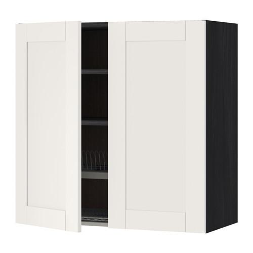 МЕТОД Навесной шкаф с посуд суш/2 дврц - под дерево черный, Сэведаль белый, 80x80 см МЕТОД Навесной шкаф с посуд суш/2 дврц - под дерево черный, Сэведаль белый, 80x80 см