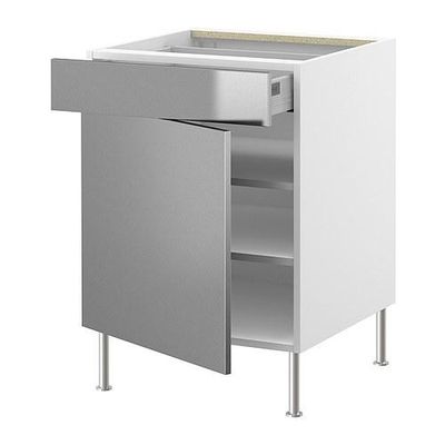 ФАКТУМ Напольн шкаф с полкой/ящиком/дверью - Рубрик нержавеющ сталь, 60 см ФАКТУМ Напольн шкаф с полкой/ящиком/дверью - Рубрик нержавеющ сталь, 60 см