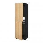 МЕТОД Высок шкаф д холодильн/мороз - под дерево черный, Экестад дуб, 60x60x200 см