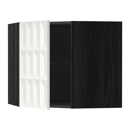 METOD угловой навесной шкаф с полками черный/Гэррестад белый 68x60 см