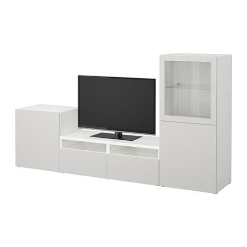 БЕСТО Шкаф для ТВ, комбин/стеклян дверцы - белый/Лаппвикен светло-серый прозрачное стекло, направляющие ящика, плавно закр БЕСТО Шкаф для ТВ, комбин/стеклян дверцы - белый/Лаппвикен светло-серый прозрачное стекло, направляющие ящика, плавно закр