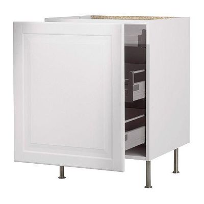 ФАКТУМ Напольный шкаф с выдвижной секцией - Лидинго белый с оттенком, 60 см