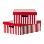 ПИНГЛА Коробка с крышкой - красный, 56x37x18 см