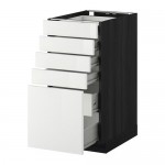 МЕТОД / ФОРВАРА Нплн шк 5фронт/4нзк/2срд ящ - под дерево черный, Рингульт глянцевый белый, 40x60 см