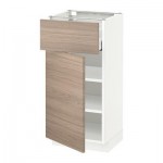 МЕТОД / МАКСИМЕРА Напольный шкаф с ящиком/дверью - 40x37 см, Брокхульт под грецкий орех светло-серый, белый