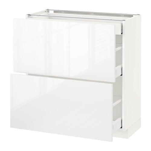 МЕТОД / МАКСИМЕРА Напольный шкаф/2фасада/3ящика - белый, Рингульт глянцевый белый, 80x37 см МЕТОД / МАКСИМЕРА Напольный шкаф/2фасада/3ящика - белый, Рингульт глянцевый белый, 80x37 см